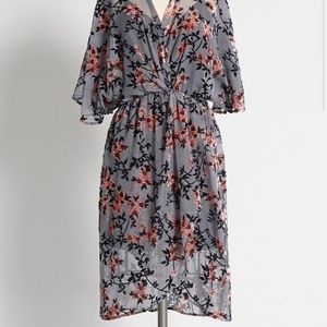 ModCloth Dramatic Depths dress in grey cherry blossom.